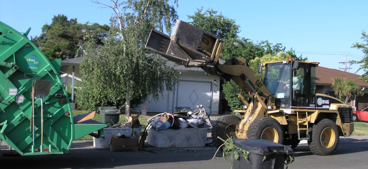 Heavy Equipment Picking Up Bulky Waste in Sacramento County