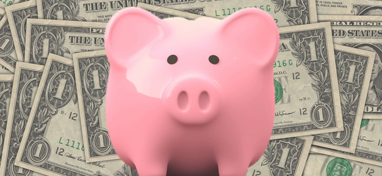Piggy Bank over Money